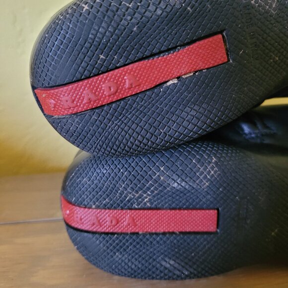 Prada soft black leather flat shoes boot size 37 1/2 - Picture 2 of 6